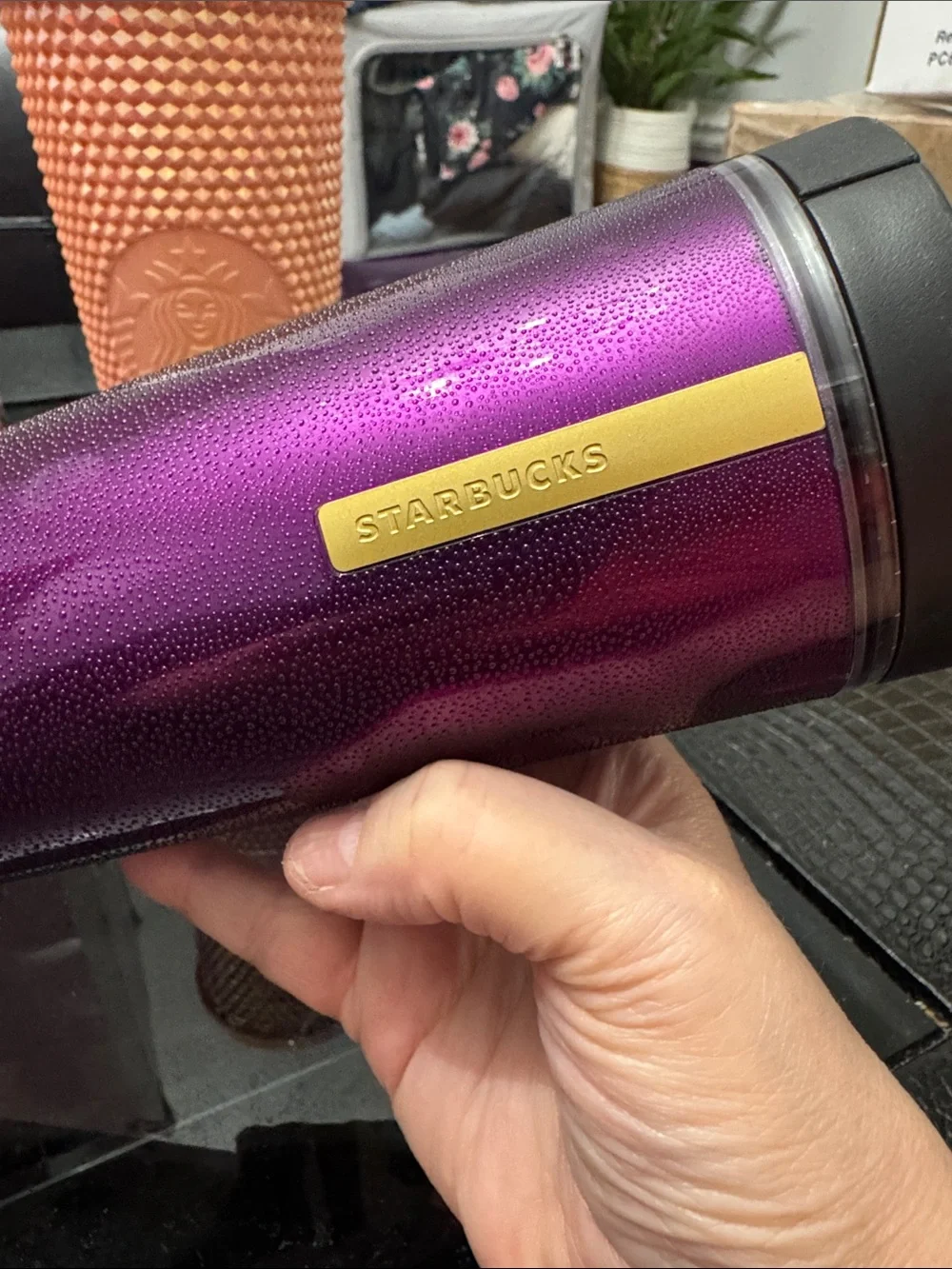 Starbucks Deep Purple Tumbler with Gold Accent - Picture 2 of 4